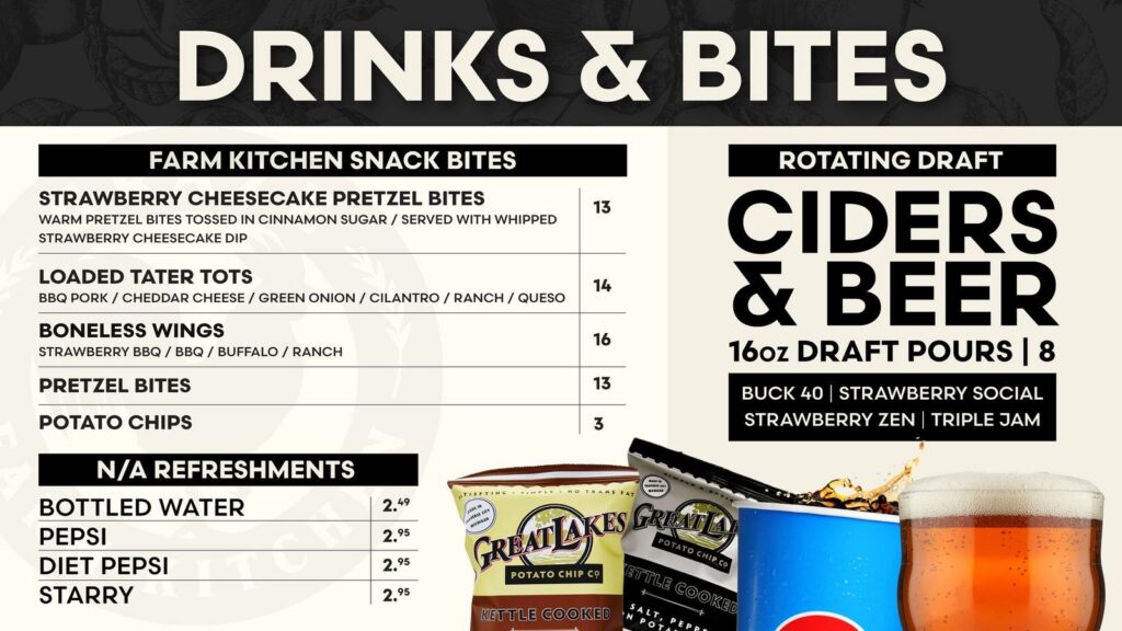 Graze Drinks and Bites TV Menu 2026