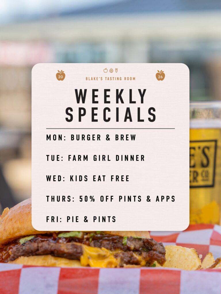 Weekly Specials Tasting Room July 2026